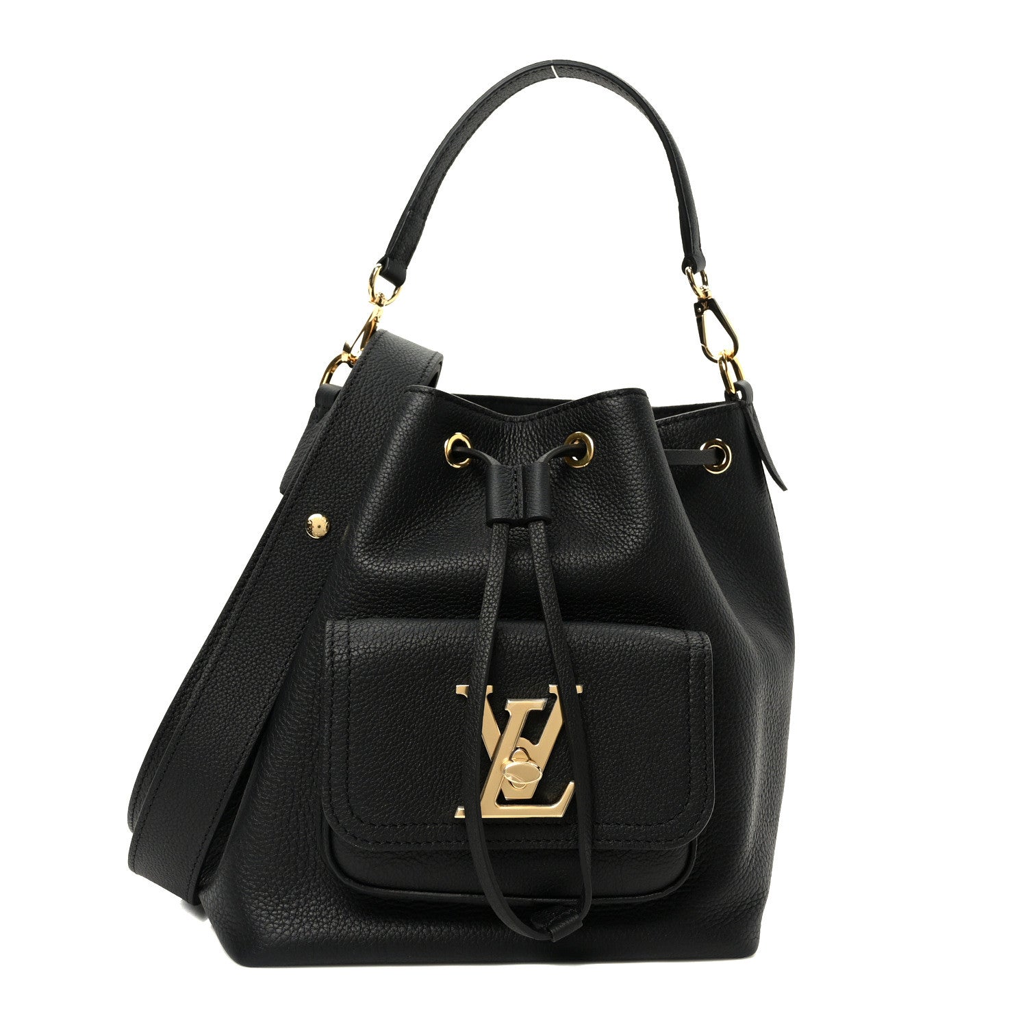 Louis Vuitton Calfskin Lockme Bucket MM Black 1 of 9