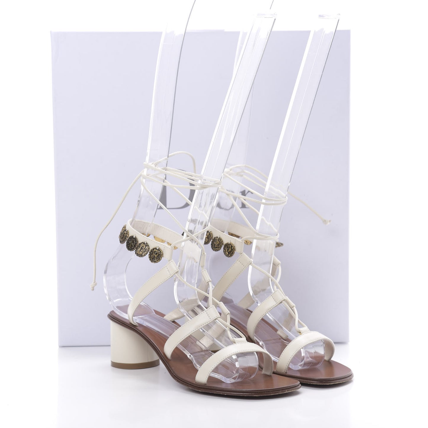 Calfskin Dior Zodiac Sandals 35 Off White