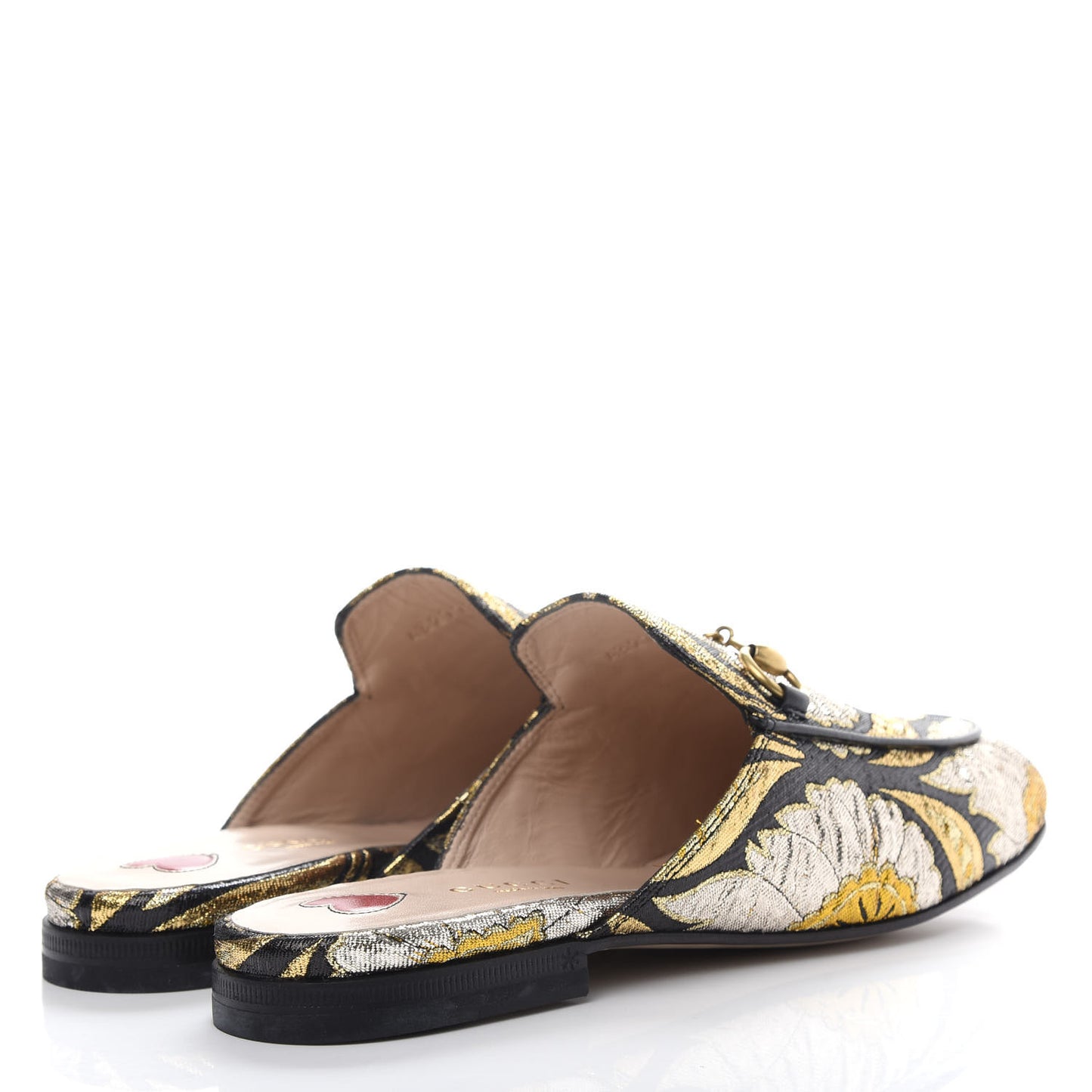 Jacquard Floral Womens Princetown Slippers 36 Oro Black
