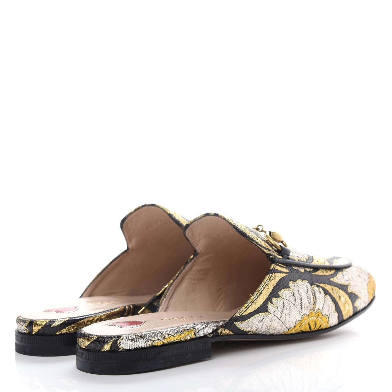Gucci Jacquard Floral Womens Princetown Slippers 36 Oro Black 4 of 11