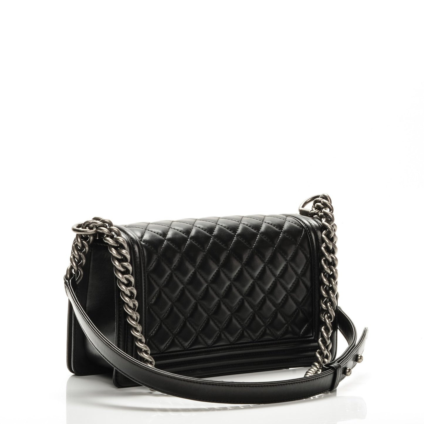 Lambskin Quilted Medium Boy Flap Black