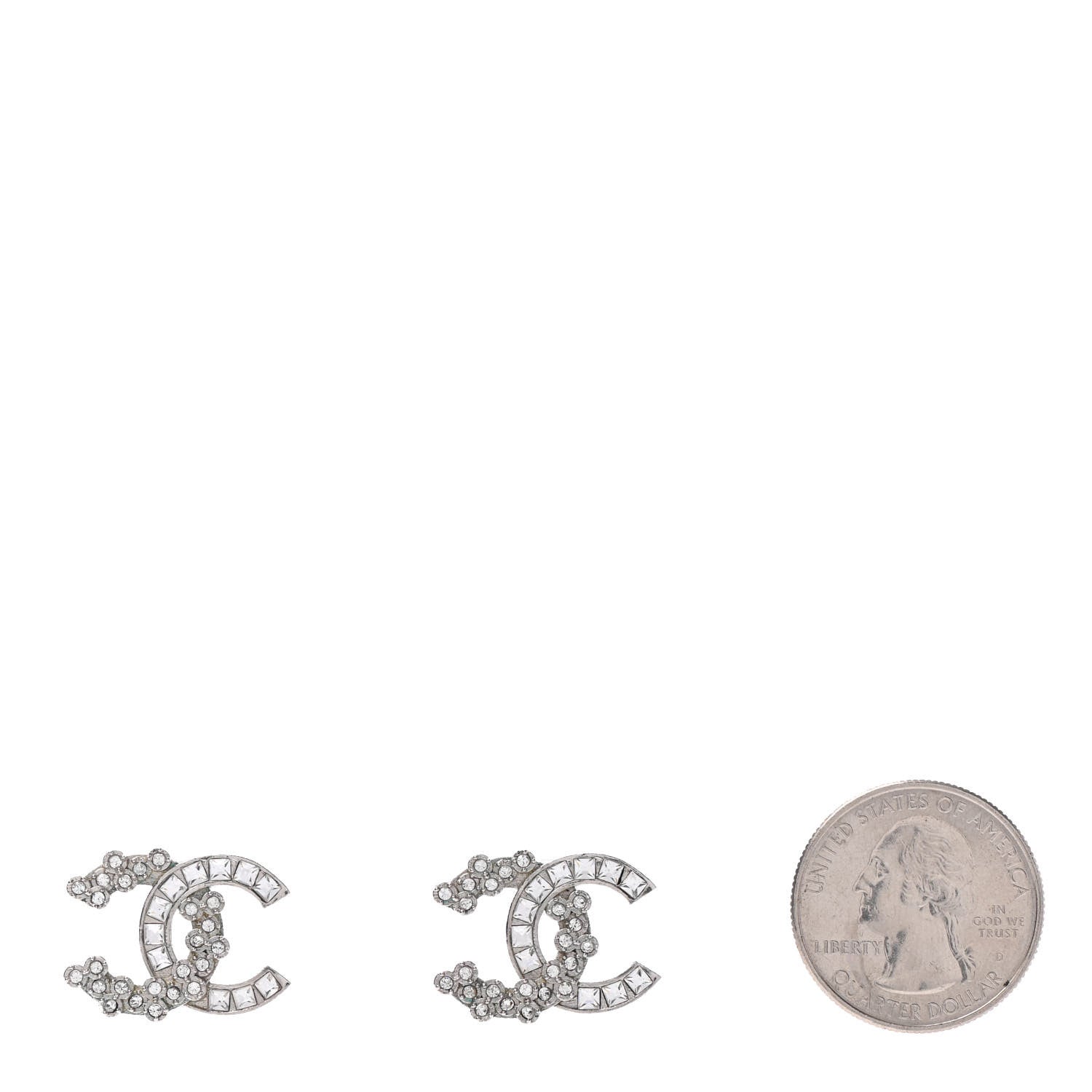 Chanel Baguette Crystal CC Earrings Silver 2 of 4