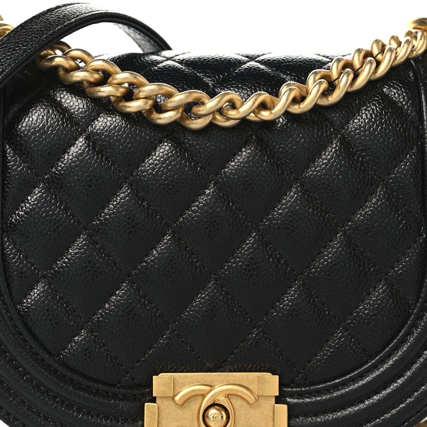 Caviar Quilted Small Boy Messenger Bag Black