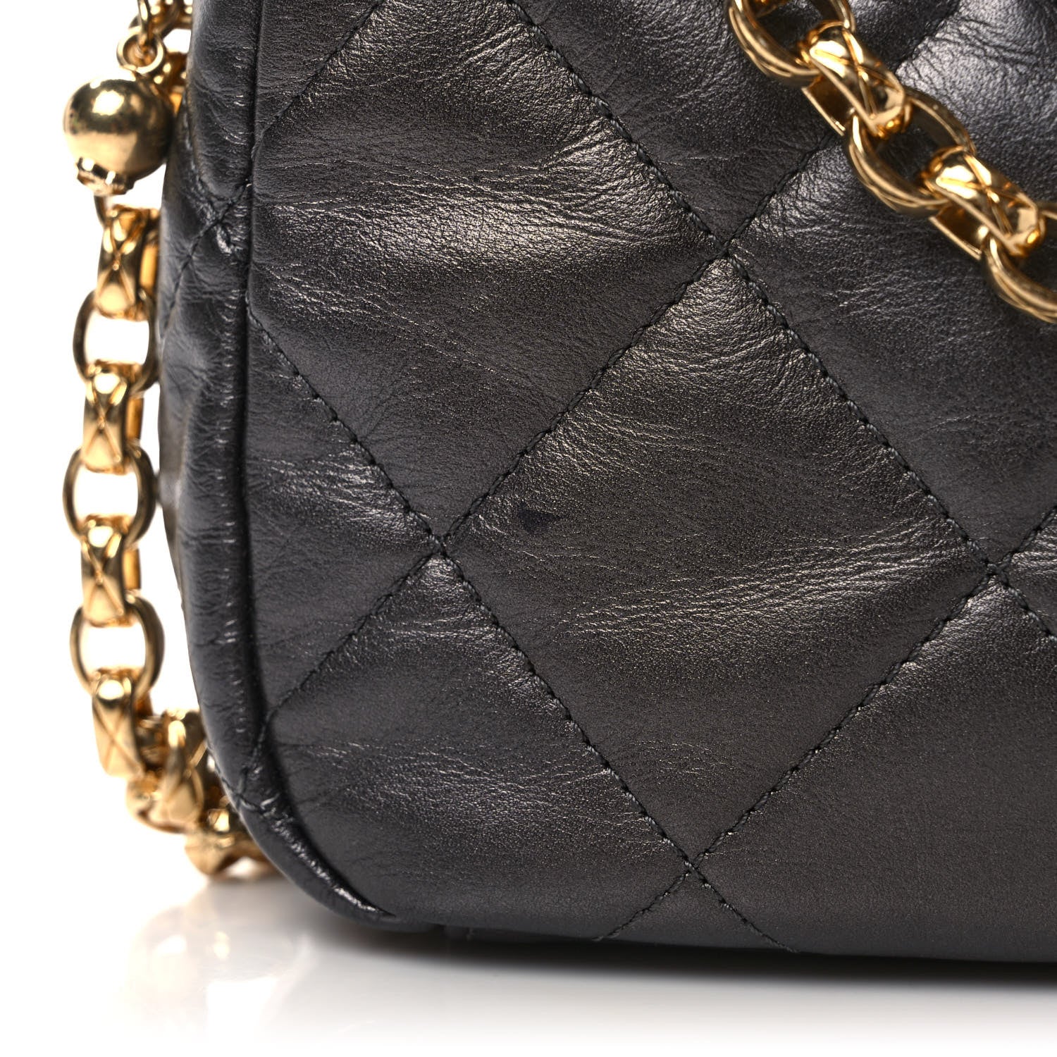 Chanel Metallic Calfskin Pearl Quilted CC Mini Camera Case Ruthenium 10 of 10