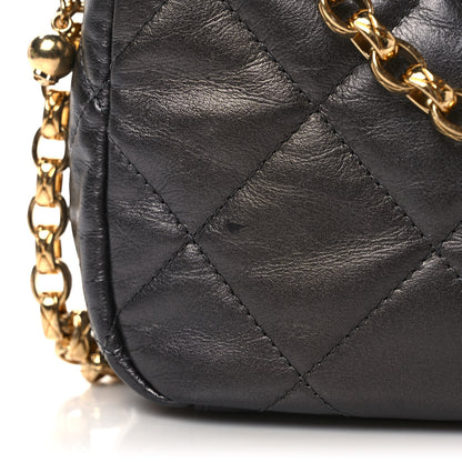 Chanel Metallic Calfskin Pearl Quilted CC Mini Camera Case Ruthenium 10 of 10