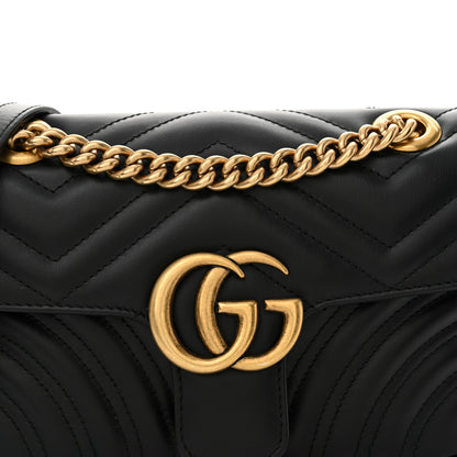 Gucci Calfskin Matelasse Mini GG Marmont Shoulder Bag Black 8 of 10