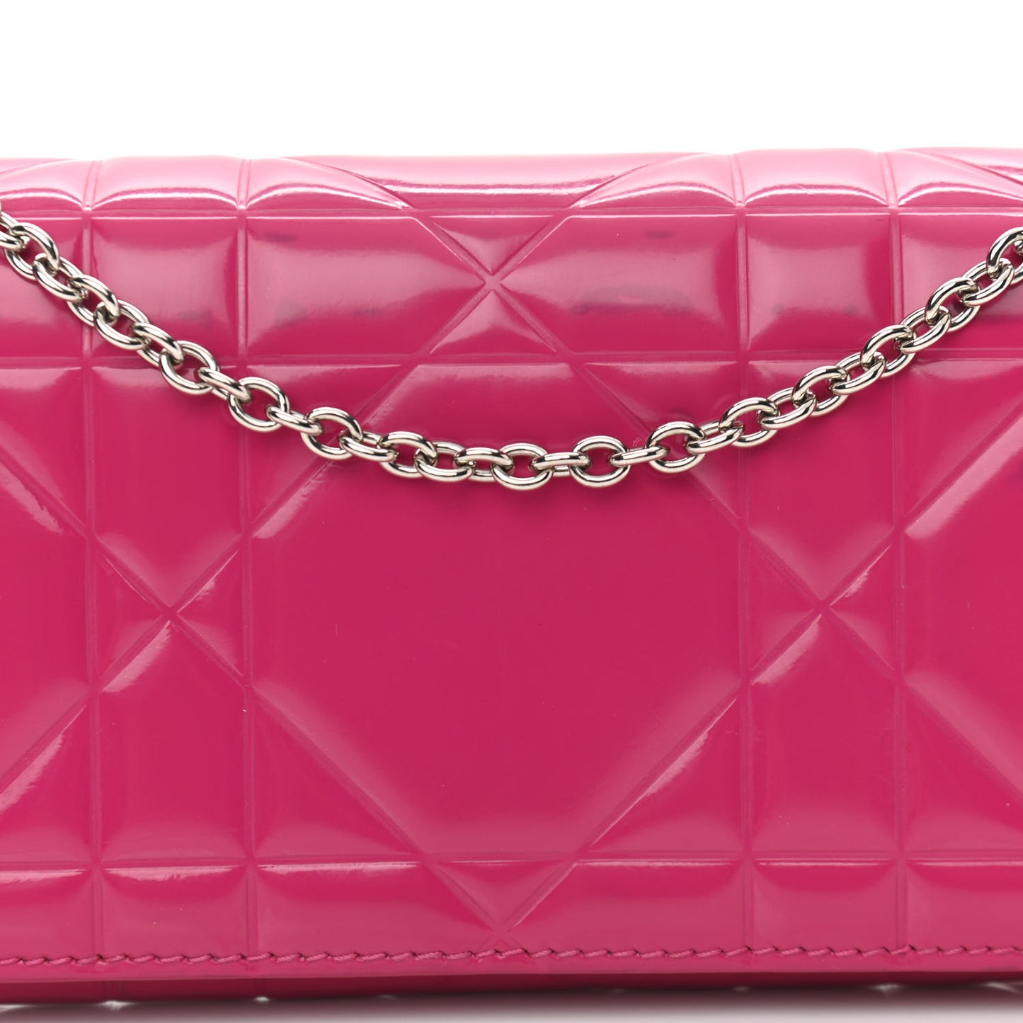 Patent Cannage Lady Dior Rendezvous Wallet On Chain Fuchsia