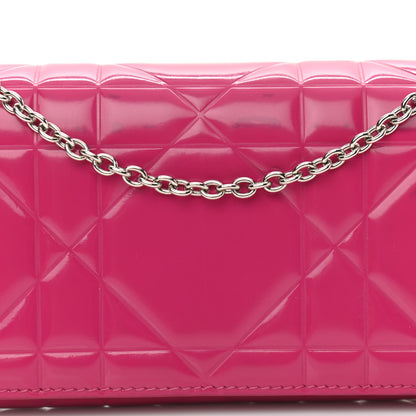 Christian Dior Patent Cannage Lady Dior Rendezvous Wallet On Chain Fuchsia 10 of 10