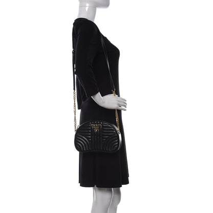 Prada Soft Calfskin Impunture Diagramme Dome Crossbody Bag Black 2 of 14