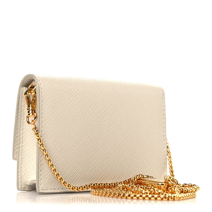 Prada Saffiano Card Holder With Chain Talco 2 of 9