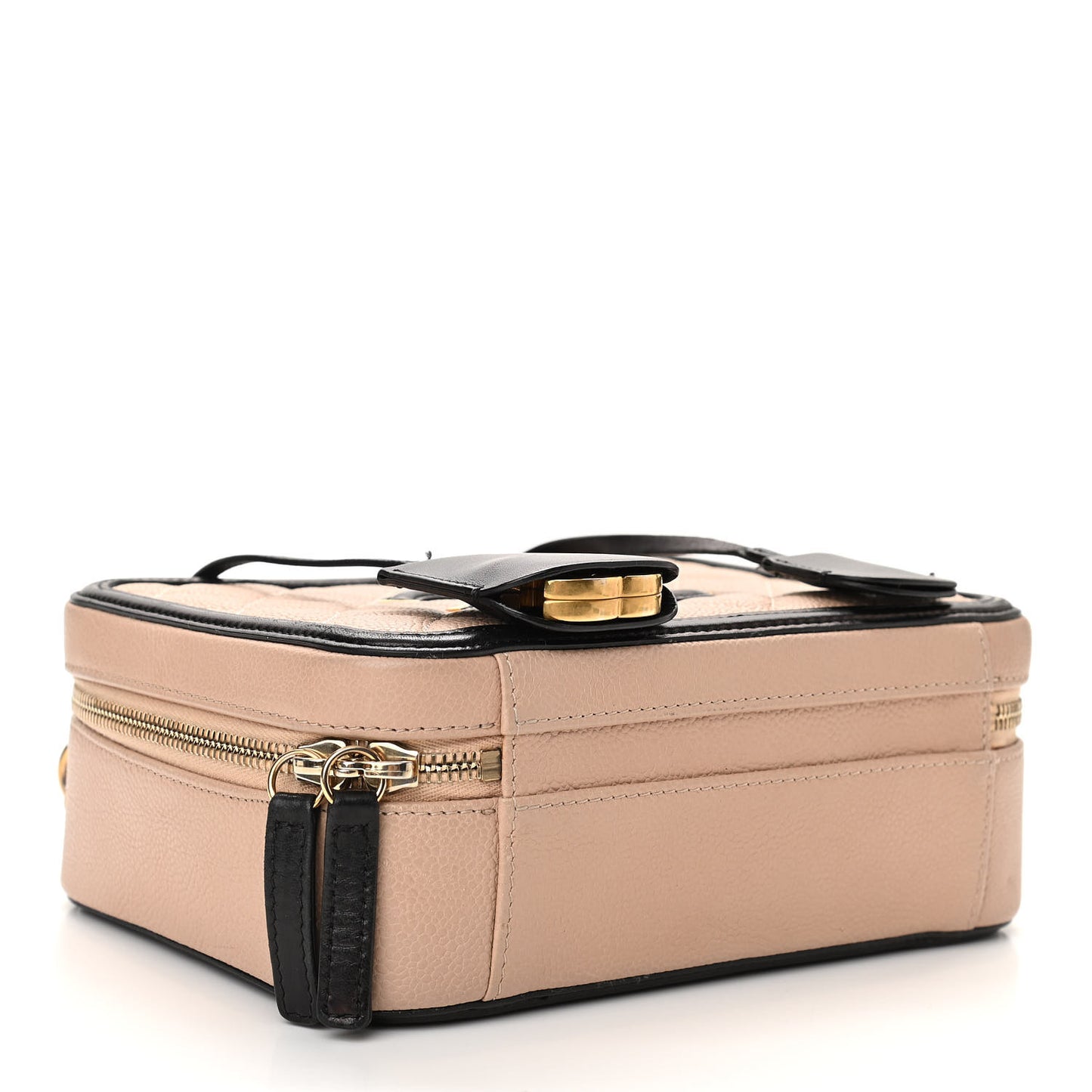 Caviar Quilted Medium CC Filigree Vanity Case Beige Black
