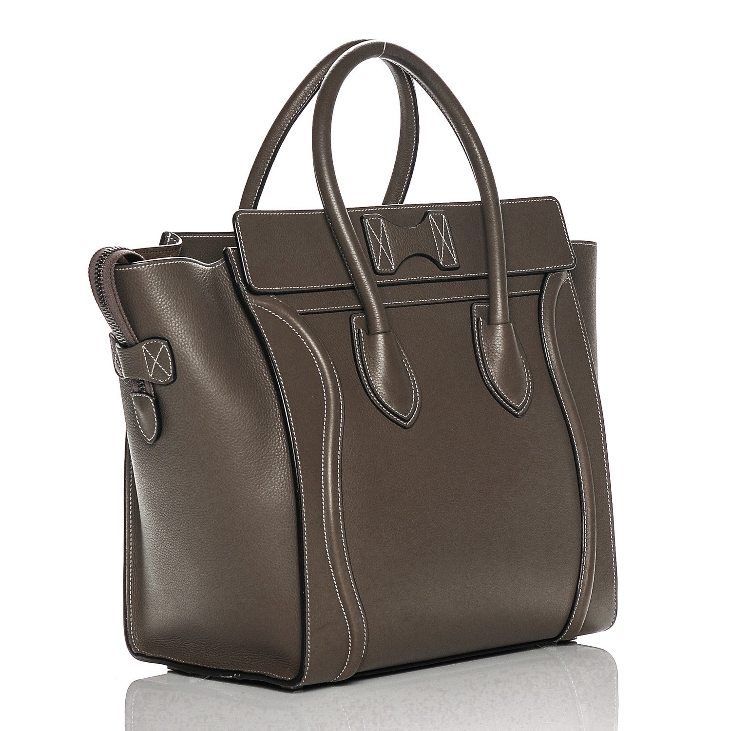 Celine Drummed Calfskin Mini Luggage Souris 3 of 6