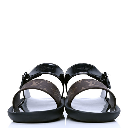 Louis Vuitton Monogram Sunbath Flat Mule Sandals 38 Black 2 of 4