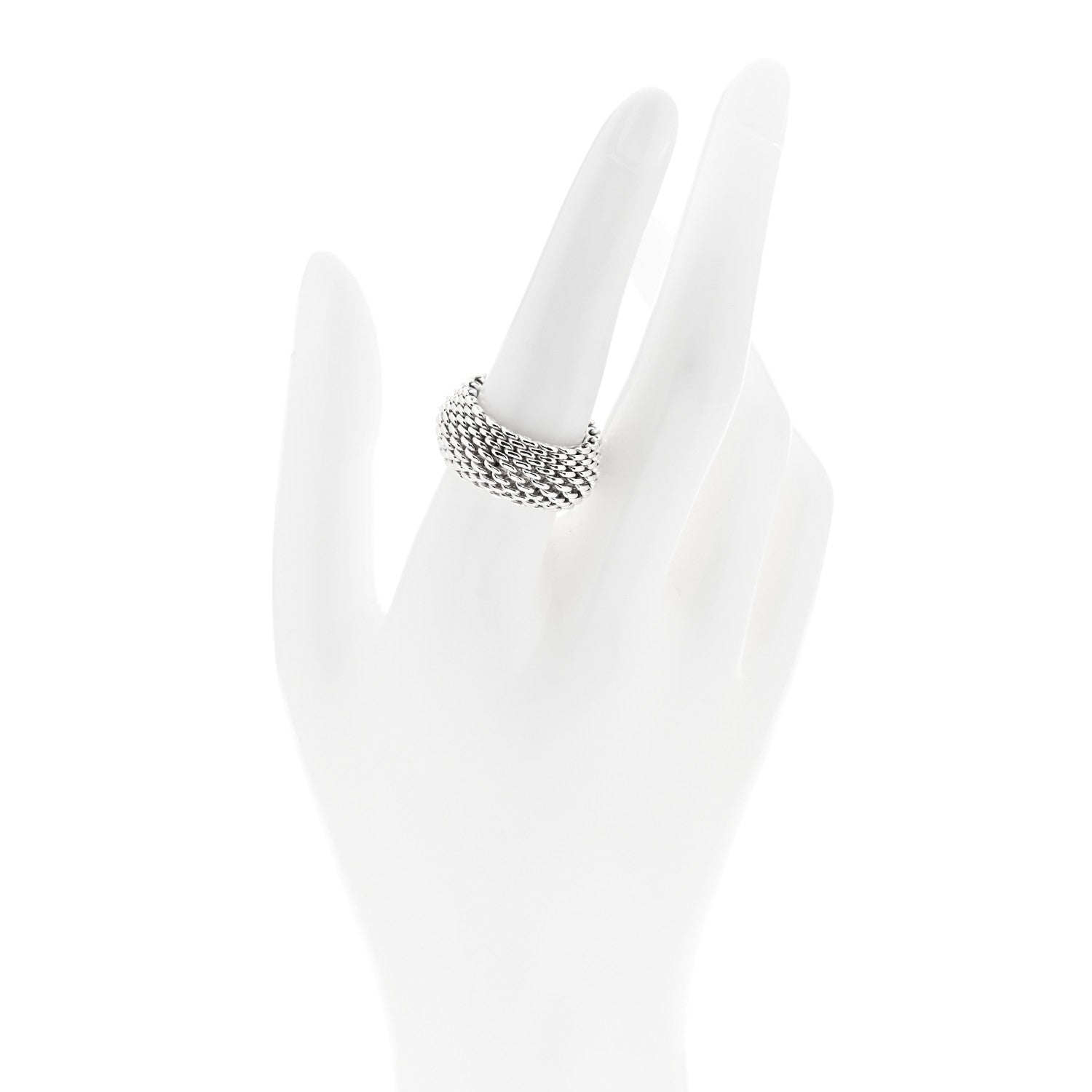 Tiffany Sterling Silver Mesh Somerset Ring 54 6.75 2 of 4