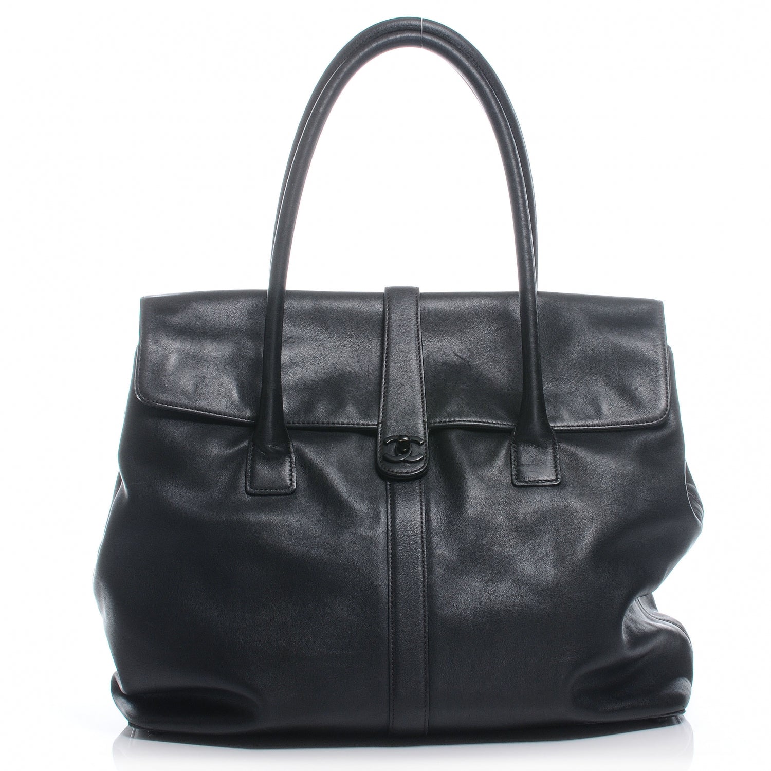 Chanel Calfskin Large Flap Shoulder Bag Black 1 of 7