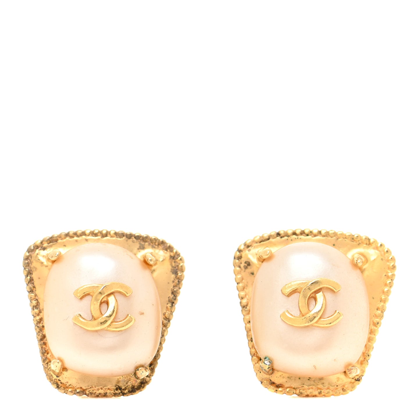 Pearl CC Clip On Earrings Gold