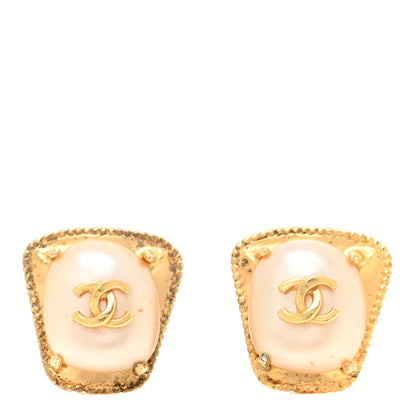 Chanel Pearl CC Clip On Earrings Gold 1 of 6