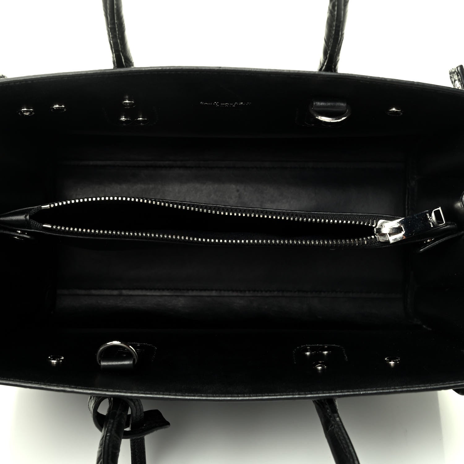 Saint Laurent Calfskin Crocodile Embossed Baby Sac De Jour Black 4 of 4