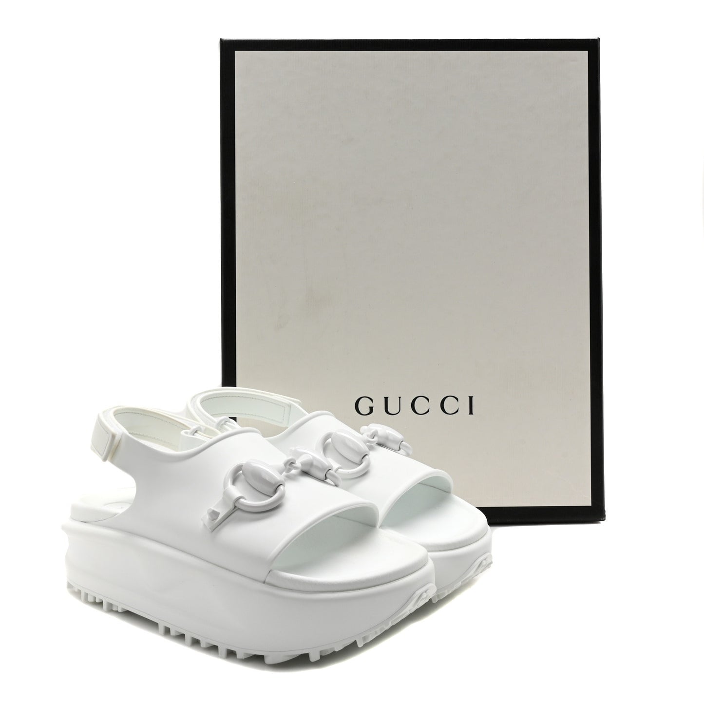 Soft Rubber Horsebit Touch Womens Strapped Sandals 36 Great White