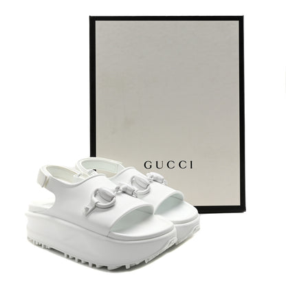 Gucci Soft Rubber Horsebit Touch Womens Strapped Sandals 36 Great White 9 of 10