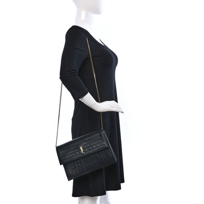 Saint Laurent Calfskin Matelasse Victoire Chain Wallet Black 2 of 10