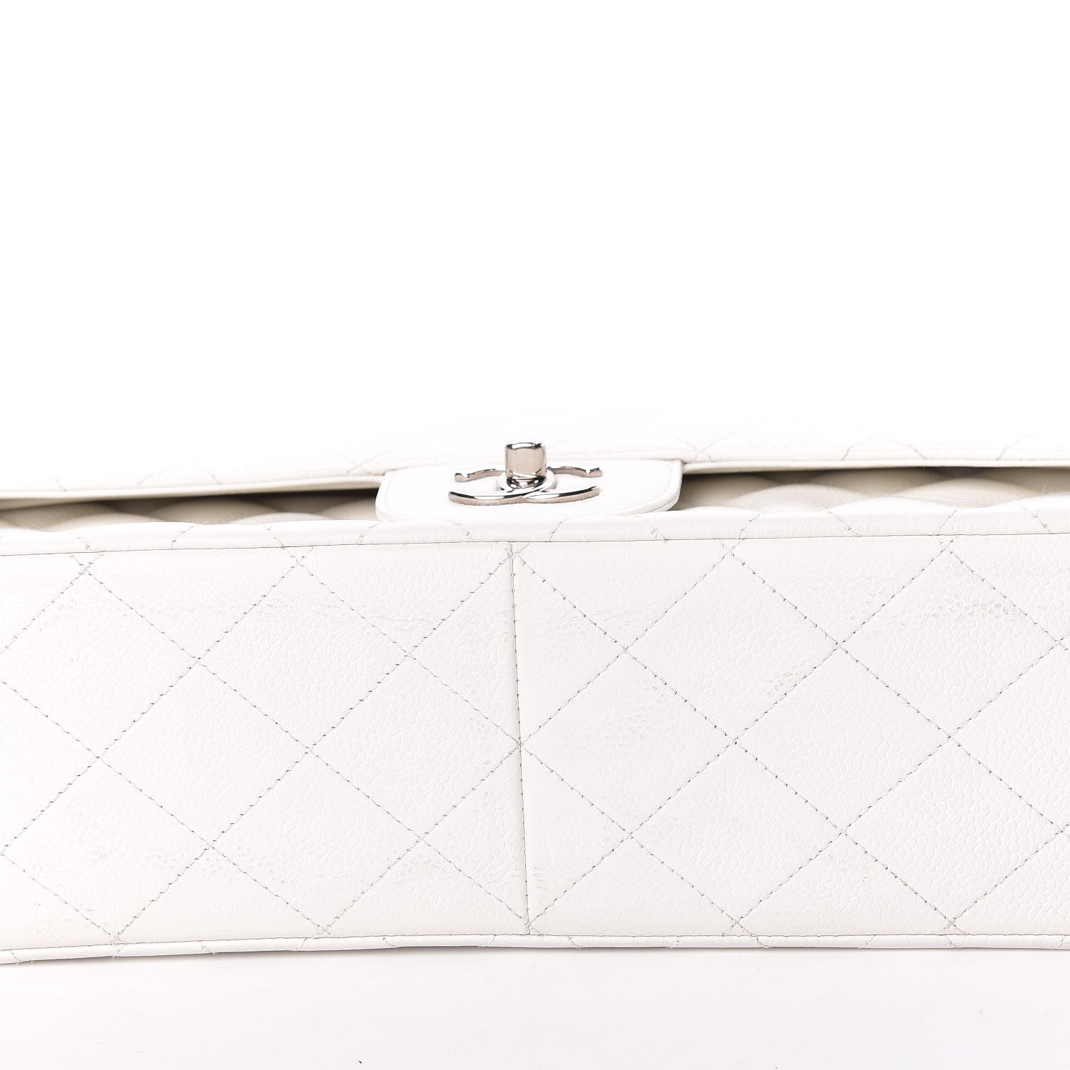 Chanel Caviar Quilted Jumbo Double Flap White 9 of 22