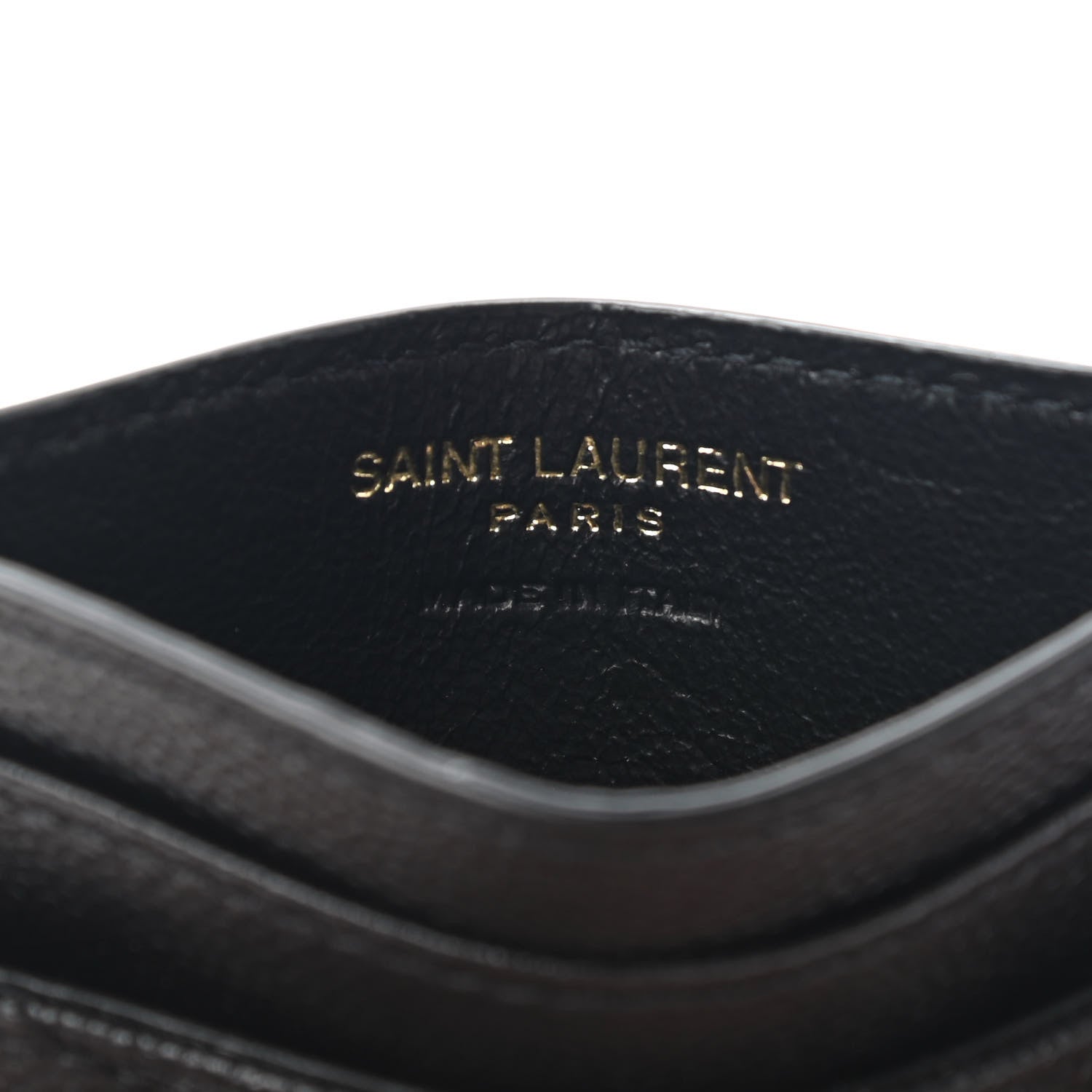 Saint Laurent Grain De Poudre Matelasse Chevron Monogram Credit Card Case Black 6 of 8