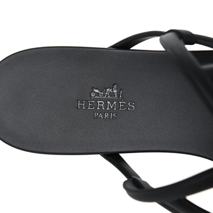Hermes Rubber Womens Egerie Sandals 39 Black 7 of 9