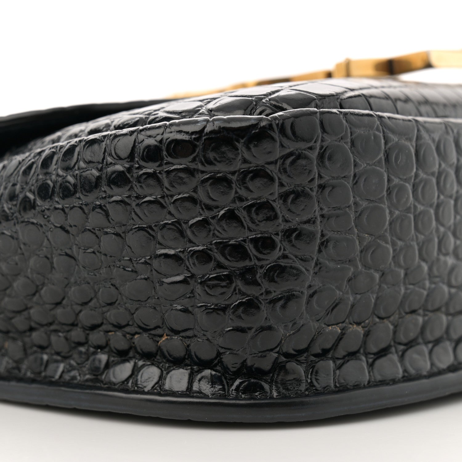 Saint Laurent Crocodile Embossed Calfskin Small Kaia Satchel Black 9 of 10