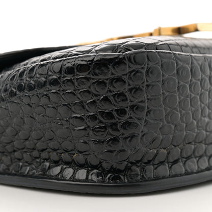 Saint Laurent Crocodile Embossed Calfskin Small Kaia Satchel Black 9 of 10