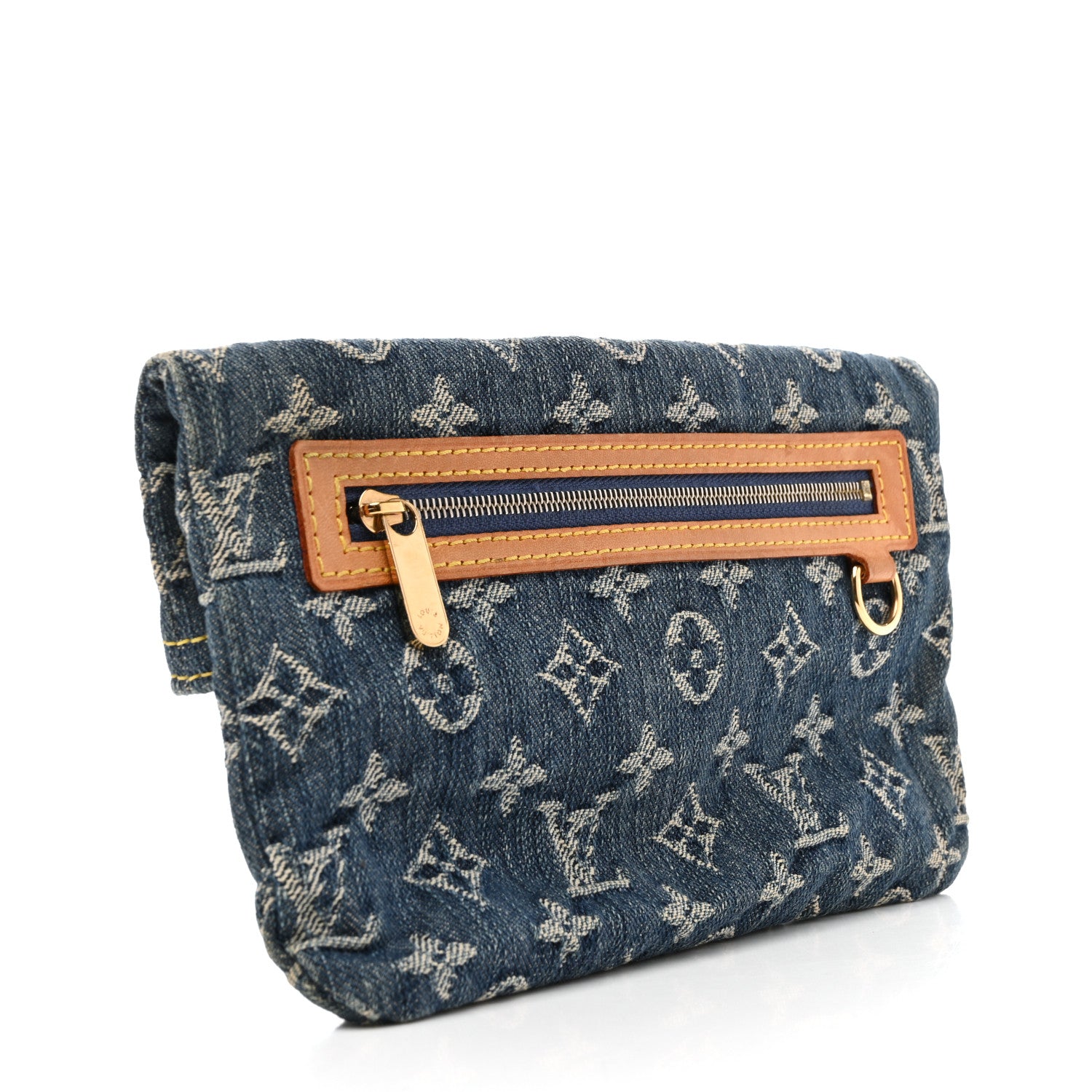 Louis Vuitton Monogram Denim Pochette Plat Clutch Blue 3 of 11