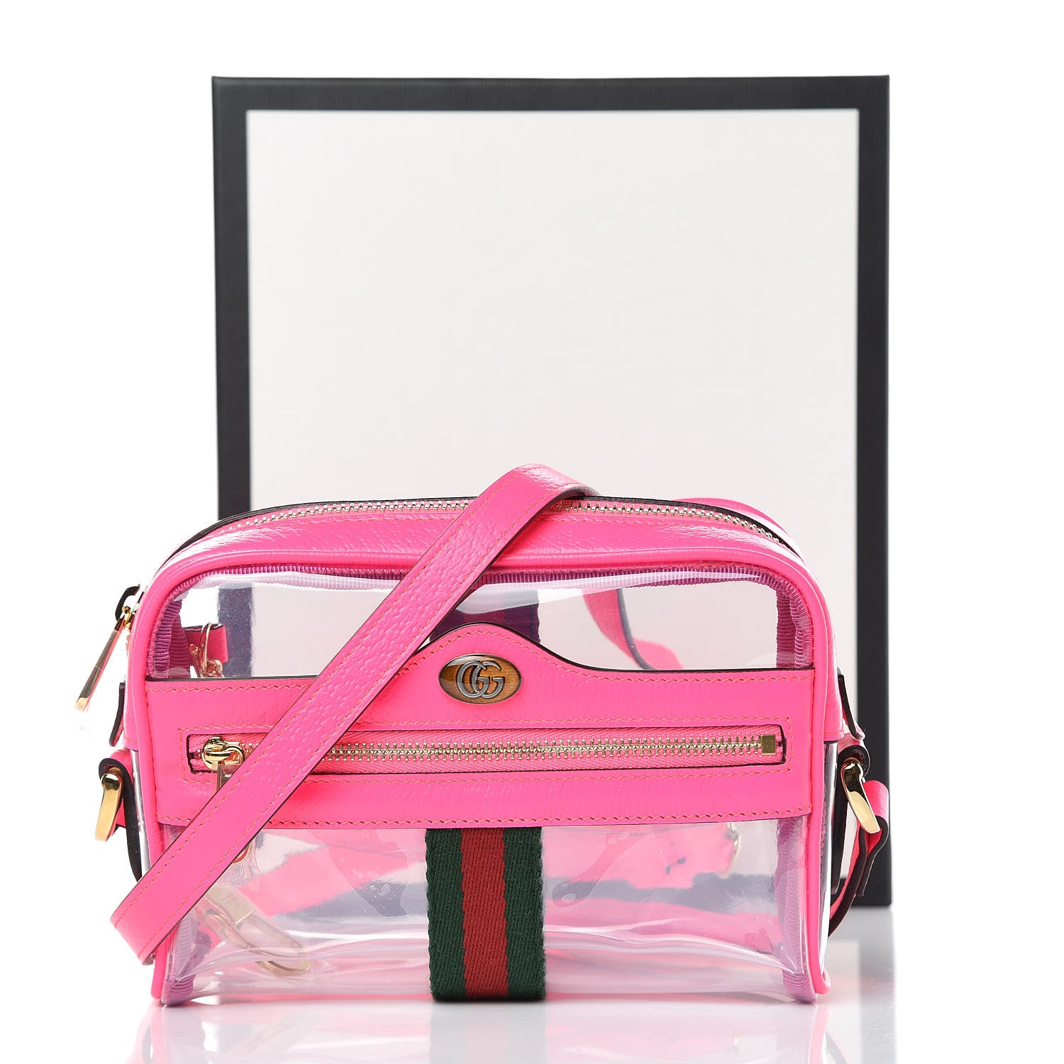 Gucci Vinyl Web Mini Ophidia Transparent Shoulder Bag Fluorescent Fuchsia 9 of 9