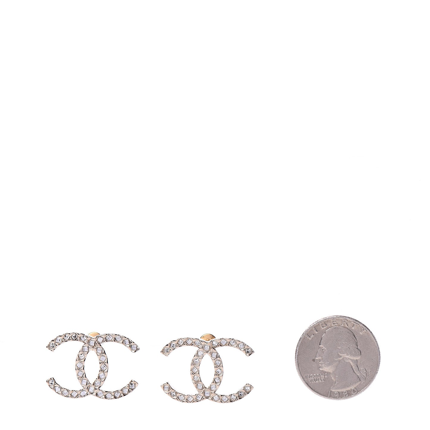 Crystal CC Large Stud Earrings Gold