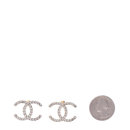 Chanel Crystal CC Large Stud Earrings Gold 2 of 5