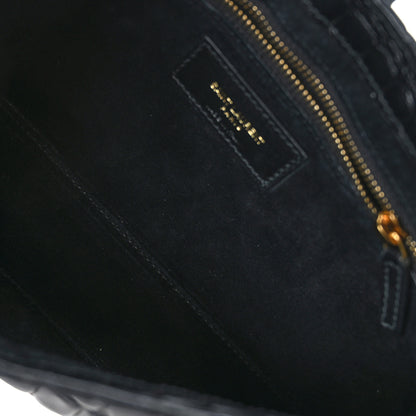 Saint Laurent Calfskin Crocodile Embossed Le 5 A 7 Hobo Black 5 of 9