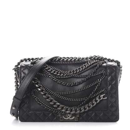 Chanel Calfskin Enchained Medium Boy Flap Black 1 of 12