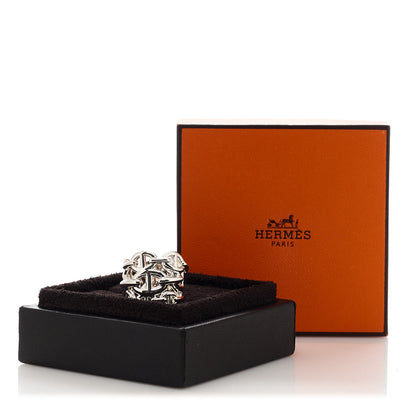 Hermes Sterling Silver GM Chaine d'Ancre Enchainee Band Ring 50 5.5 6 of 6