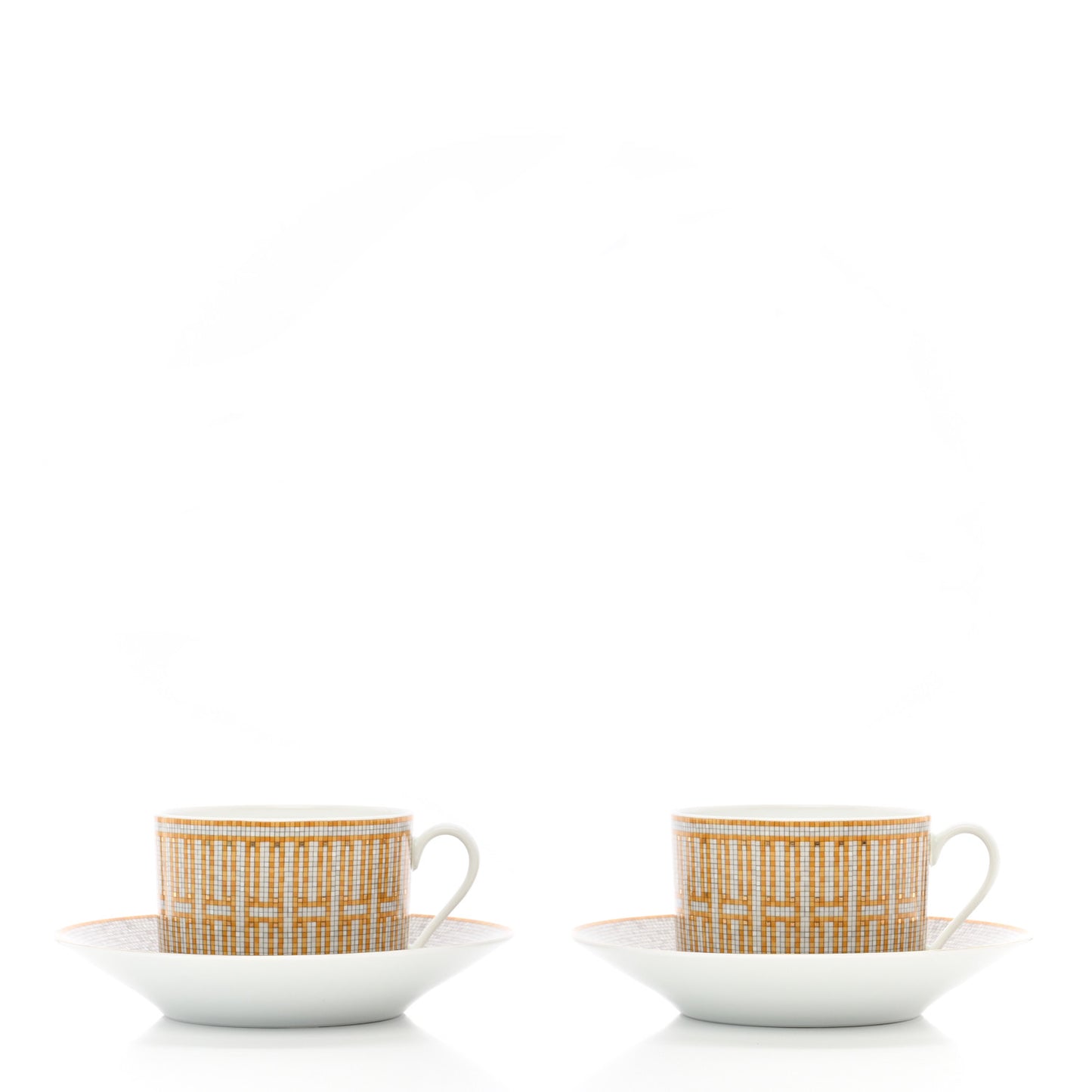 Porcelain Mosaique Au 24 Gold Breakfast Cup And Saucer Set Of 2