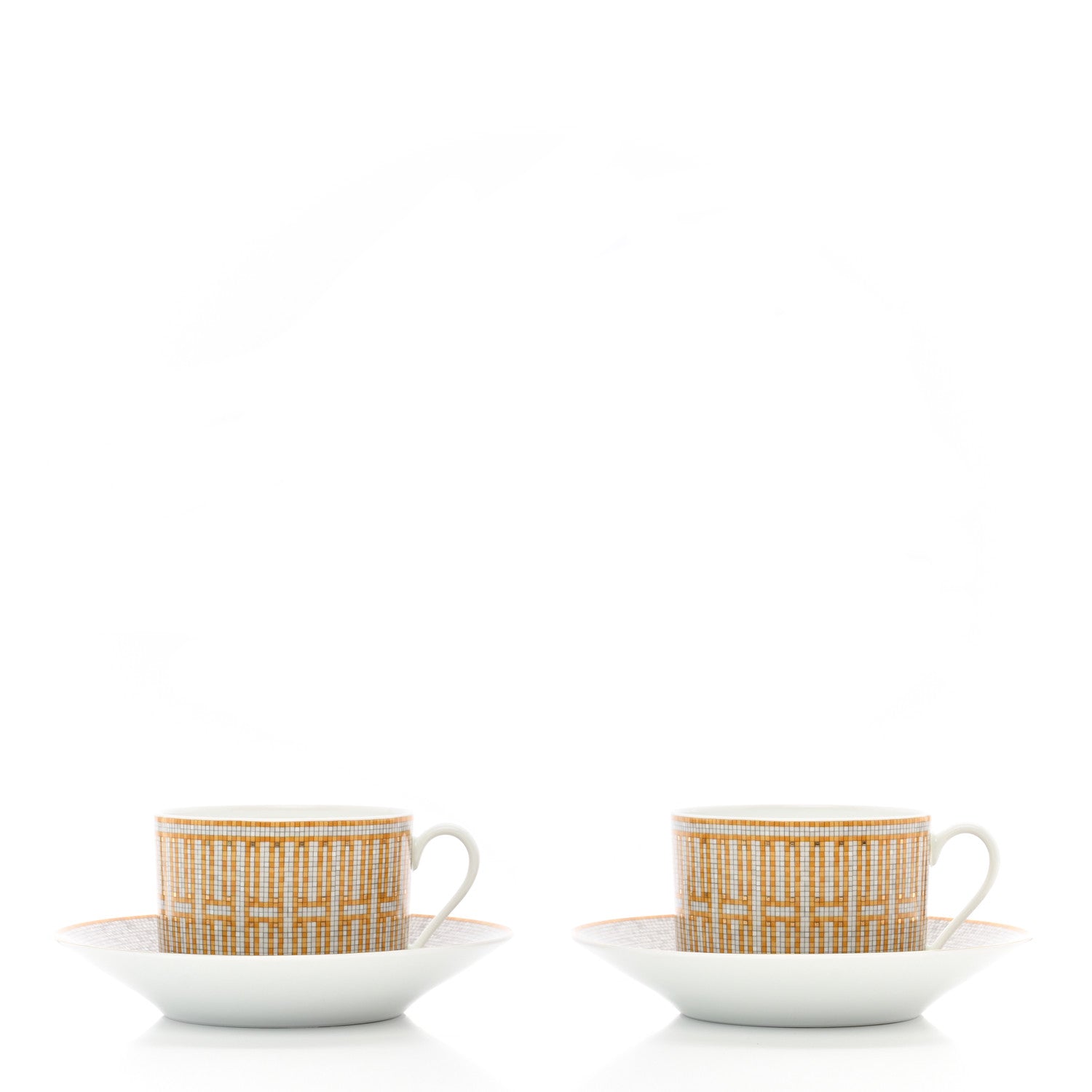 Hermes Porcelain Mosaique Au 24 Gold Breakfast Cup And Saucer Set Of 2 2 of 9