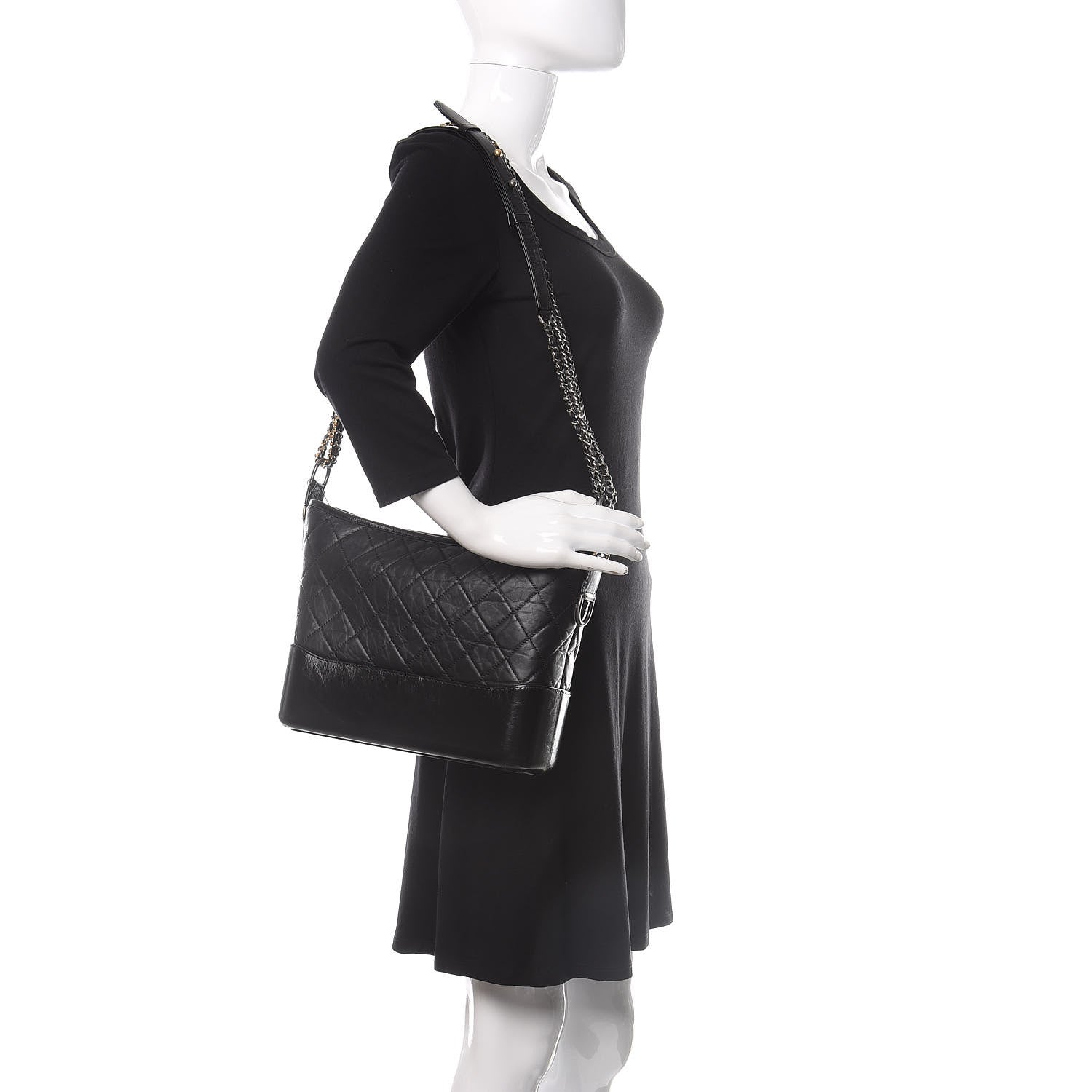Chanel Aged Calfskin Quilted Medium Gabrielle Hobo Black 2 of 11