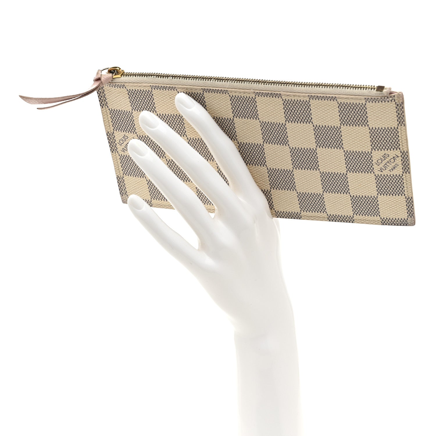 Louis Vuitton Damier Azur Felicie Chain Wallet Zippered Insert Rose Ballerine 2 of 10