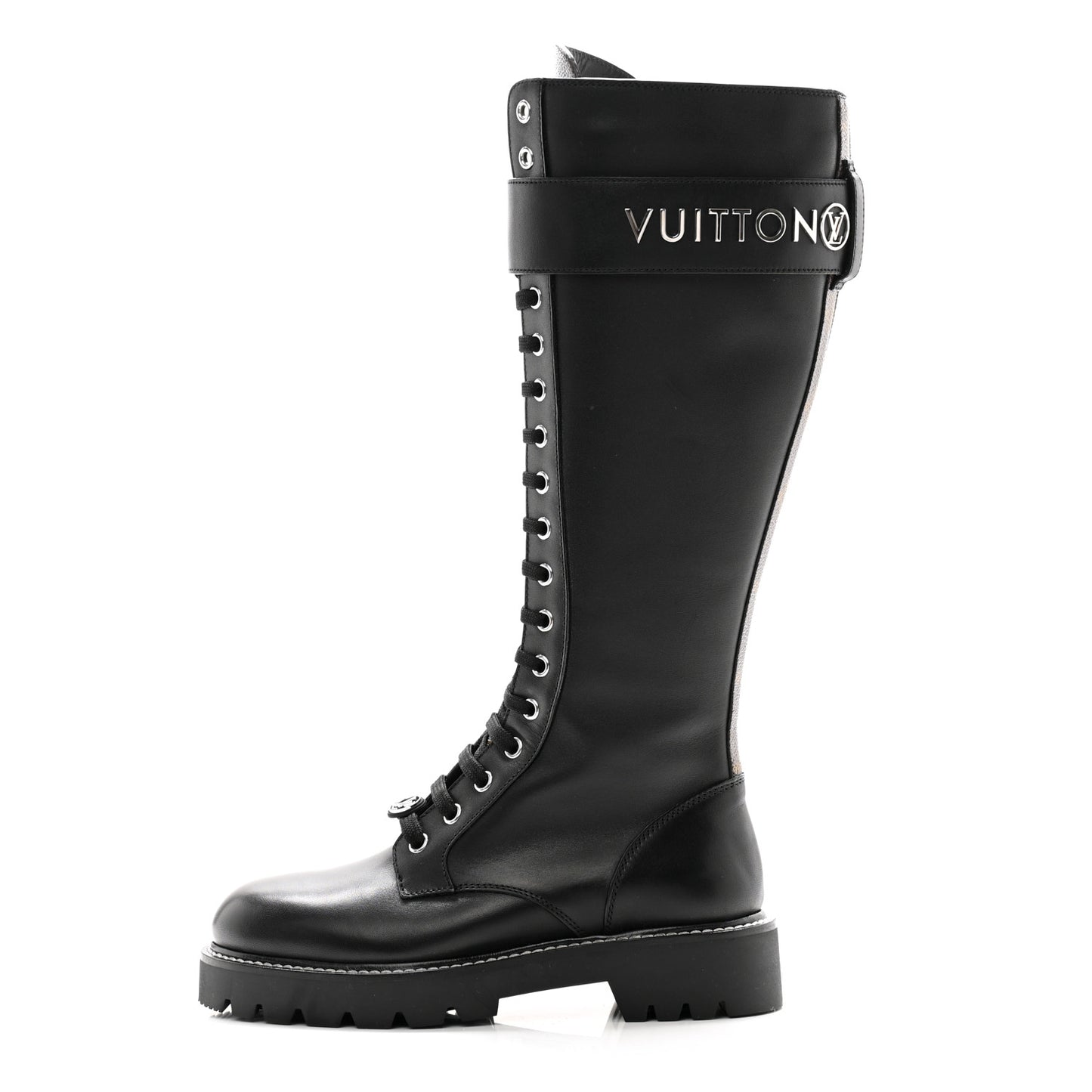 Monogram Calfskin Territory Tall Lace Up Ranger Boots 36 Black