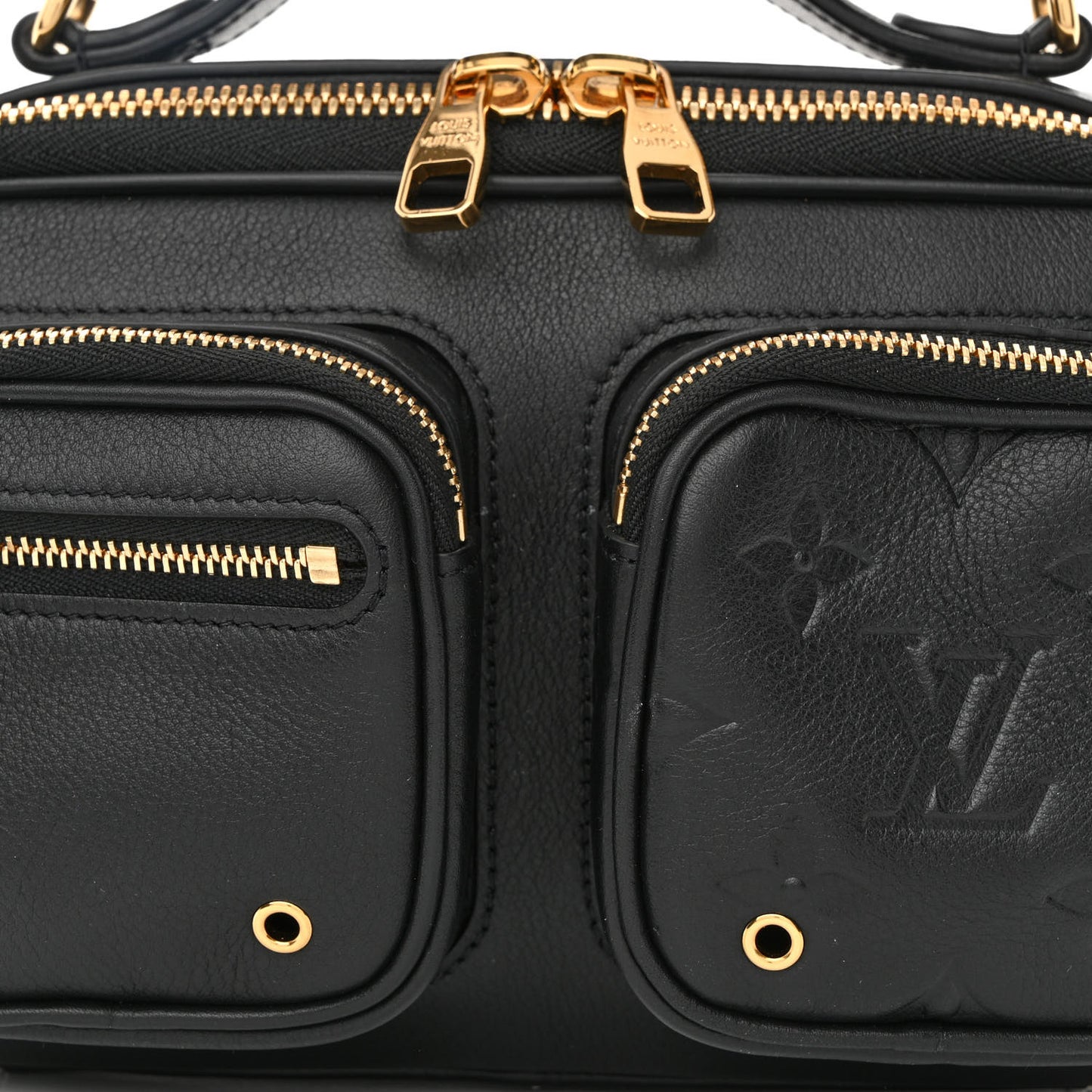 Calfskin Monogram Embossed Utility Crossbody Black
