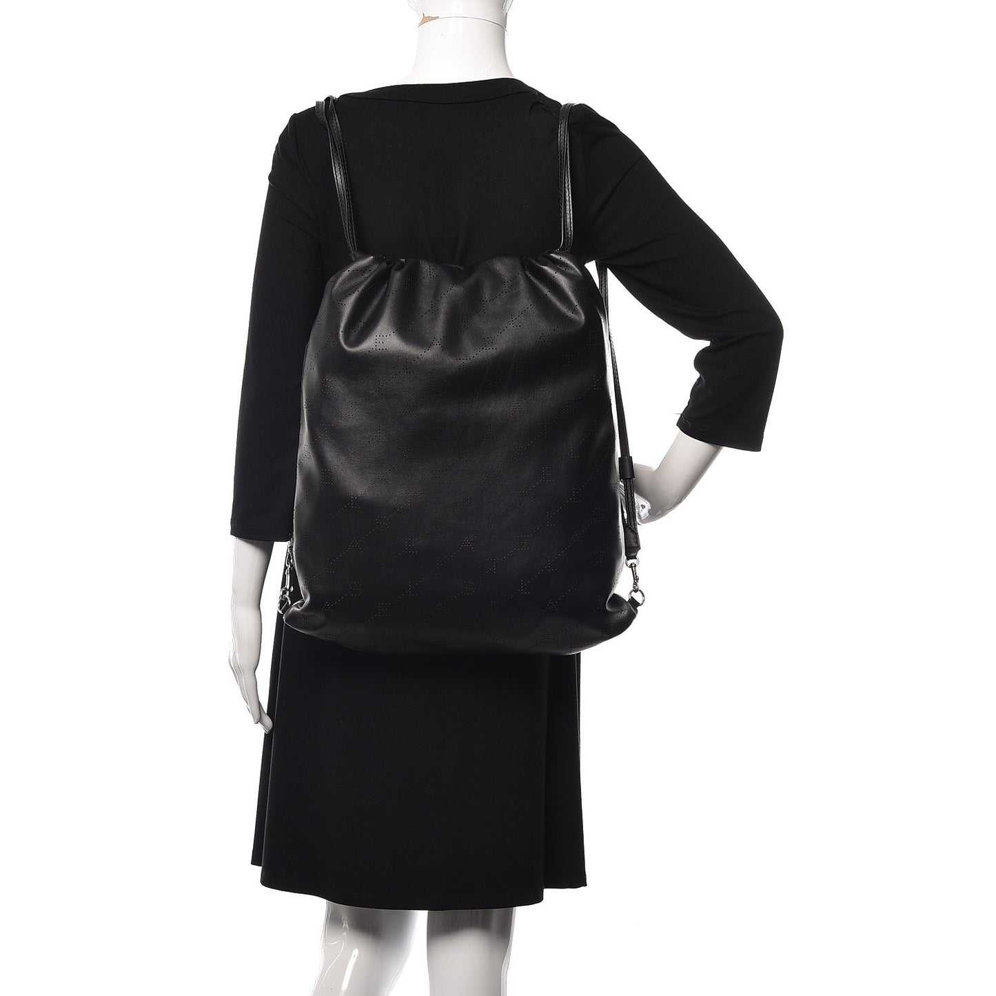 Eco Alter Nappa Perforated Logo Drawstring Backpack Black