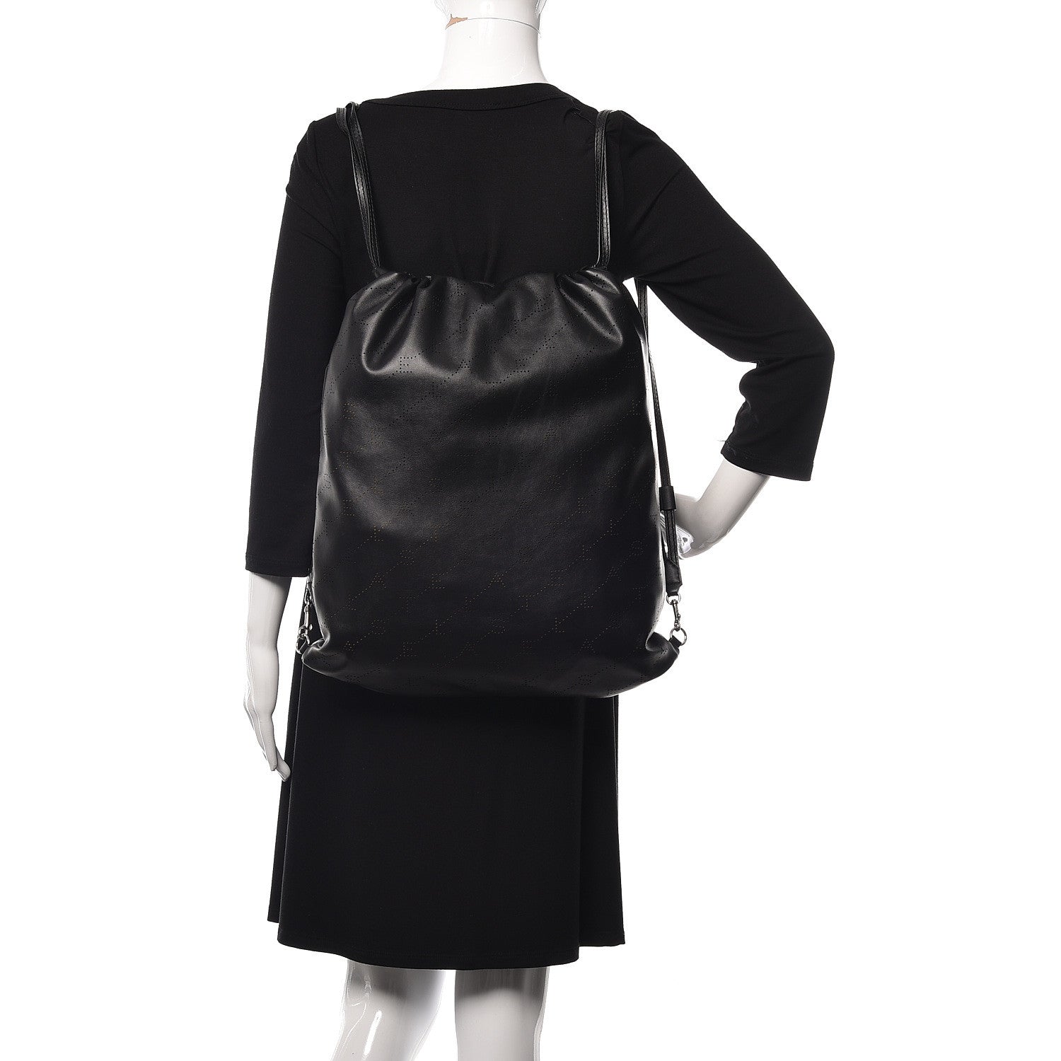 Stella McCartney Eco Alter Nappa Perforated Logo Drawstring Backpack Black 2 of 13