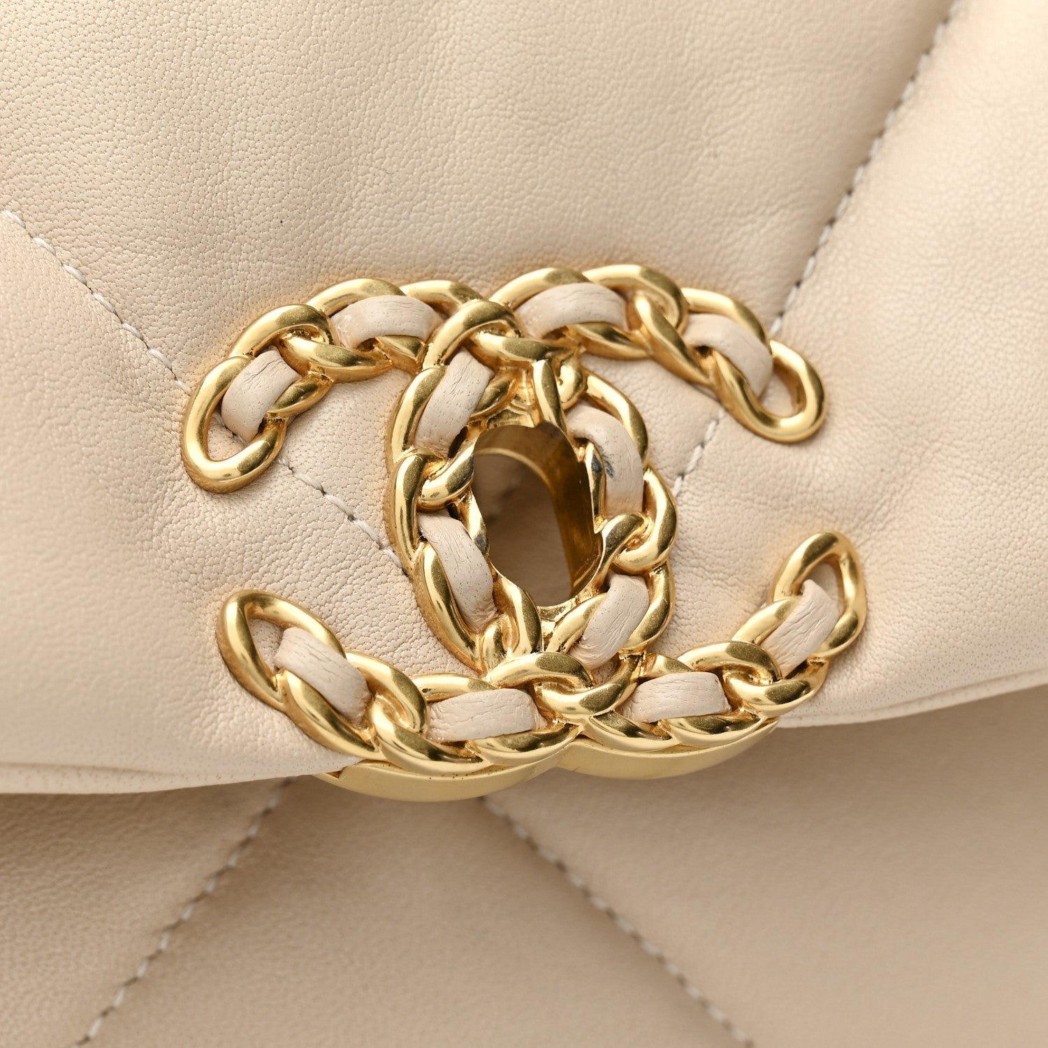 Chanel Goatskin Quilted Large Chanel 19 Flap Beige 13 of 14