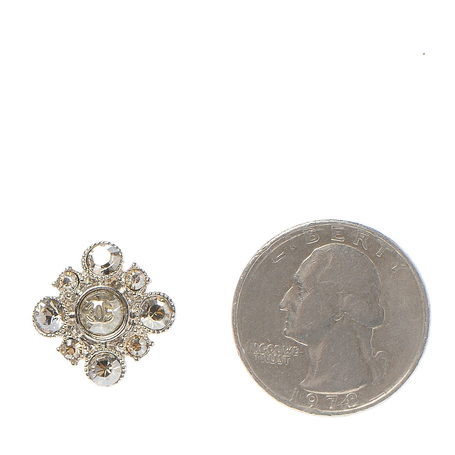 Chanel Crystal CC Earrings Silver 2 of 4