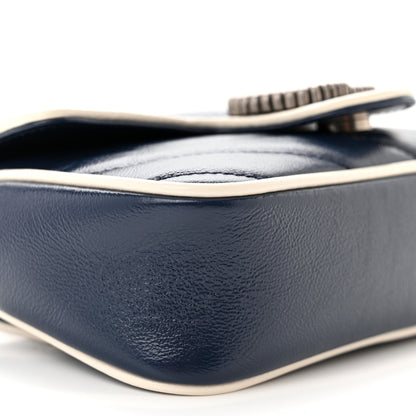 Gucci Vintage Effect Calfskin Matelasse Diagonal Super Mini Torchon GG Marmont Shoulder Bag Blue Agata Mystic White 9 of 10