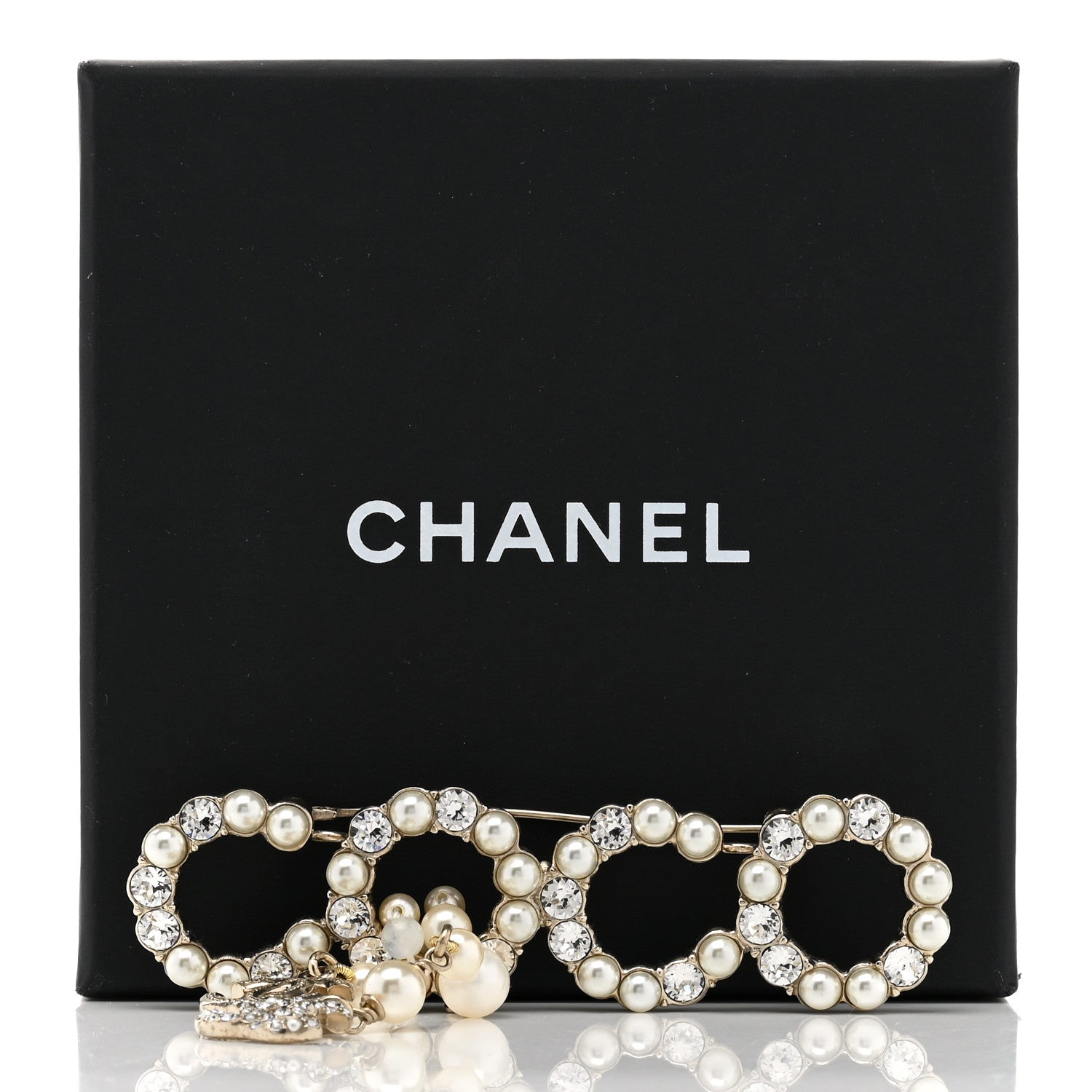 Chanel Pearl Crystal Coco Dangling Brooch Gold 5 of 5