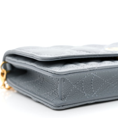 Christian Dior Supple Calfskin Caro Pouch with Chain Cloud Blue 9 of 11